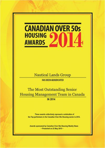 Cnadian Over 50s Housing Award 2014 Nautical Lands Group